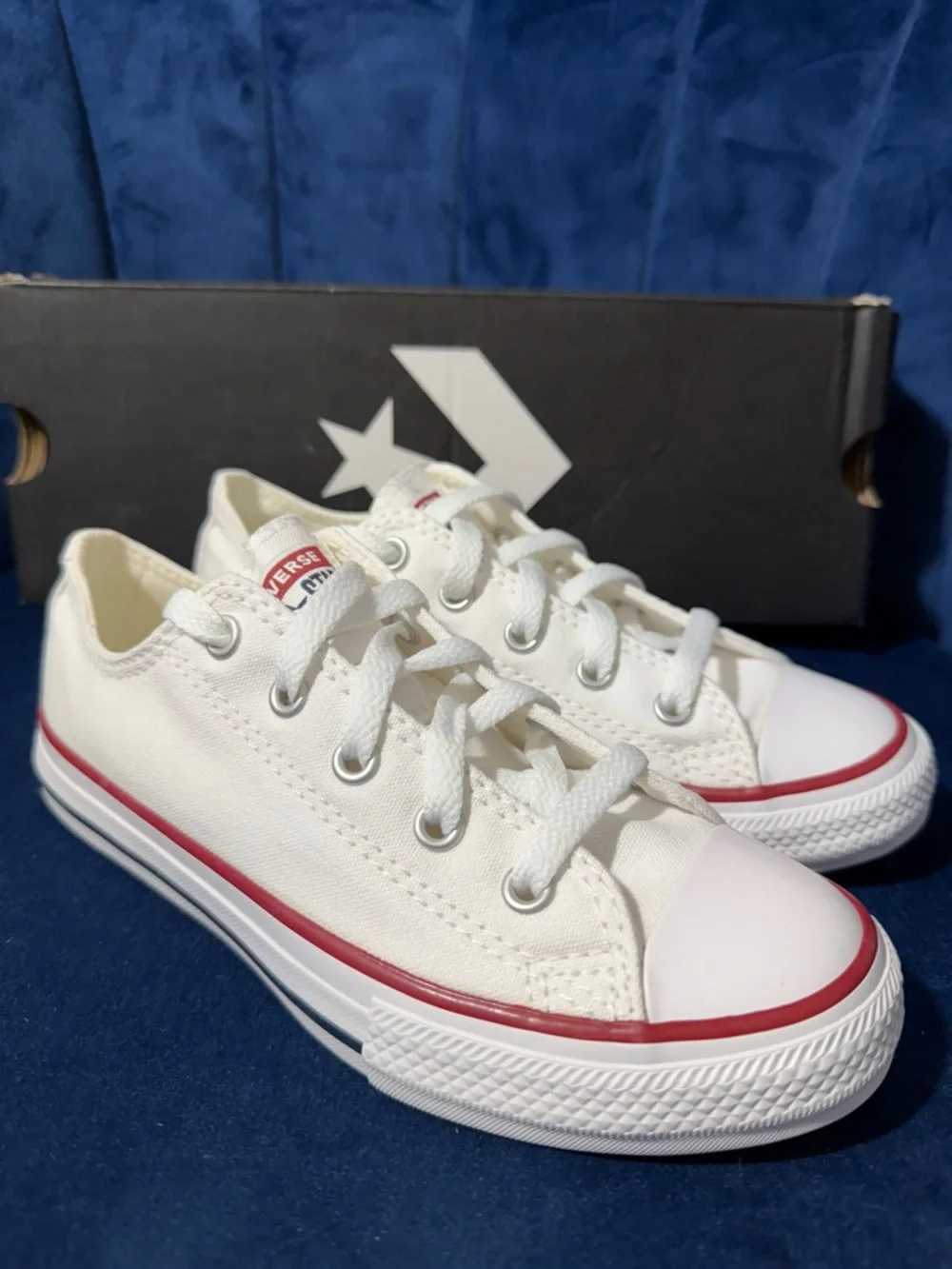 Kids Converse Optical White Low-Top Canvas Ox Sneakers Youth Size 1 NIB